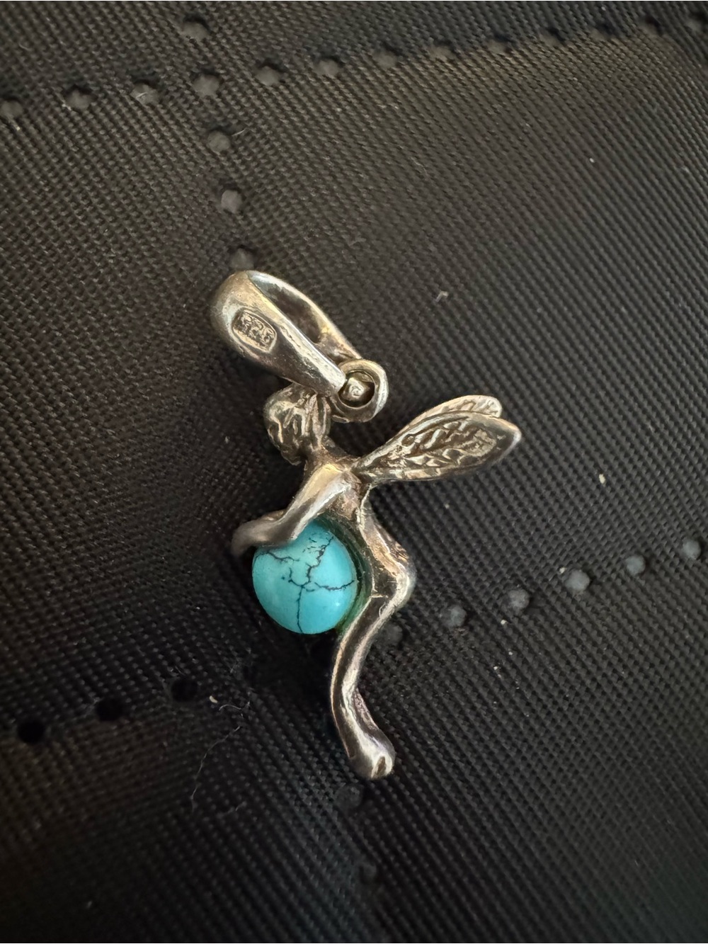 Sterling Fairy/Tinkerbell Pendant with Turquoise Bead